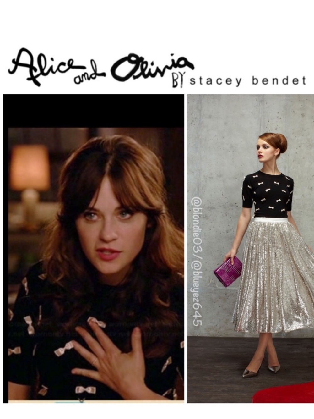 Alice and Olivia All Over Bow Top Sweater XS